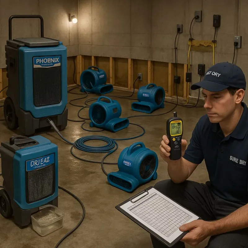 Structural Drying and Dehumidification process in East Feliciana Parish, LA